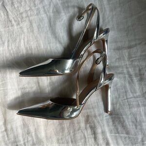 Mango Metallic Silver Heels